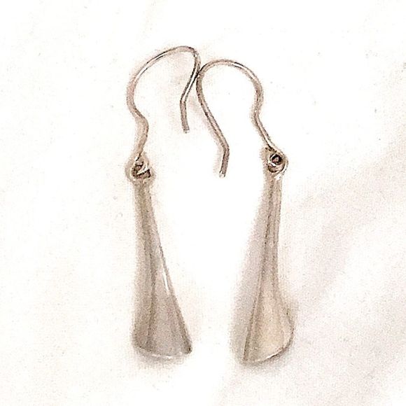 VINTAGE Sterling Silver Amber Drop Dangle Earrings - Picture 2 of 6